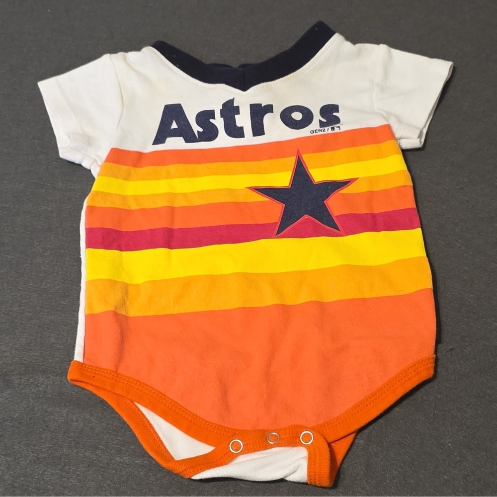 Cooperstown Collection Houston Astros Striped One Piece 6-9M Short Sleeve Snap